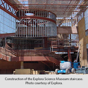 Construction of the Explora Science Museum staircase. Photo courtesy of Explora.